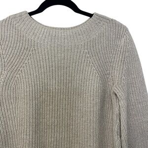 GAP Neutral Mock Boatneck Bubble Sleeve Cotton Sweater XXS Relaxed